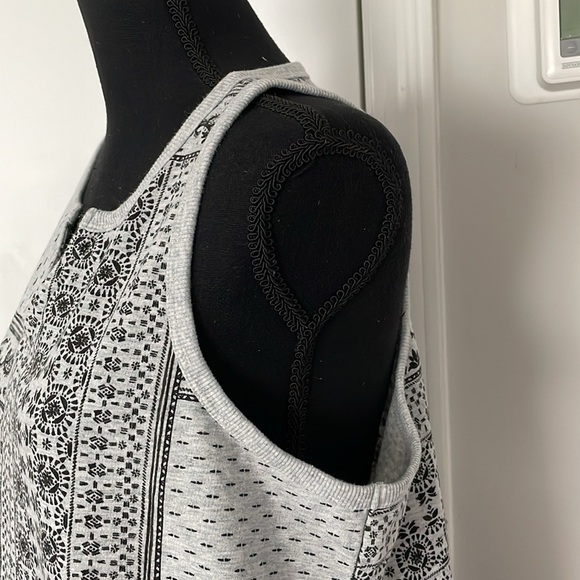 Sonoma Tank Dress Women Size L Grey Black Block Print French Terry Cloth Comfy - Picture 7 of 13